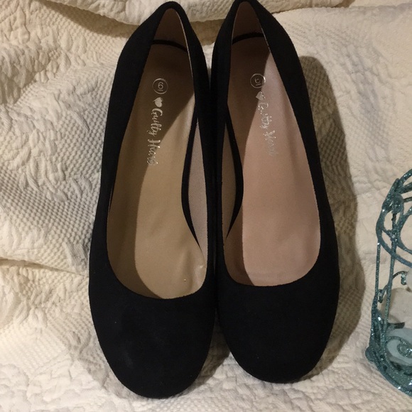 NWB Trendy Black Fabric Platform Heels Shoes 6 - Picture 3 of 8